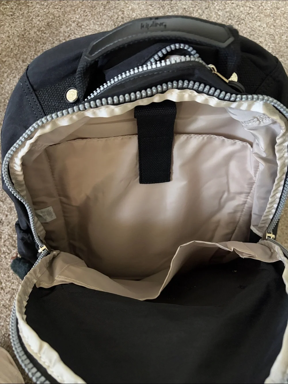 Kipling Seoul vintage laptop Large Backpack in Black silver zipper 45cm